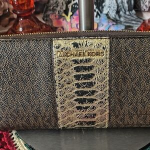 Michael Kors Textured Brown and Gold Wallet Needs TLC